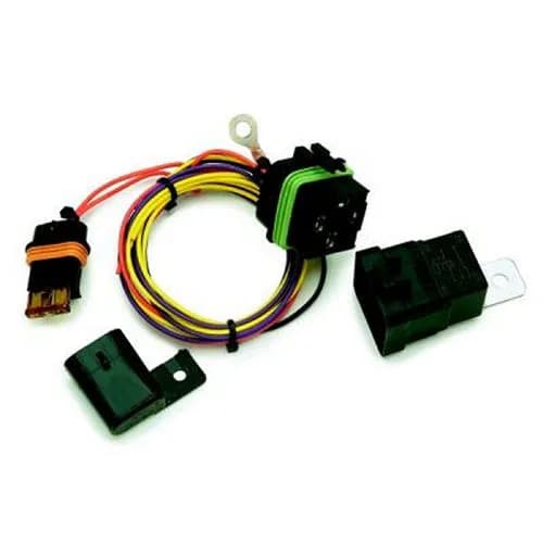 High Beam Headlight Relay Kit; Incl. Heavy Duty Weatherproof 40 Amp Relay; Weatherproof Relay Base w/Wire Harness; Crimp Terminals; Mounting Hardware;