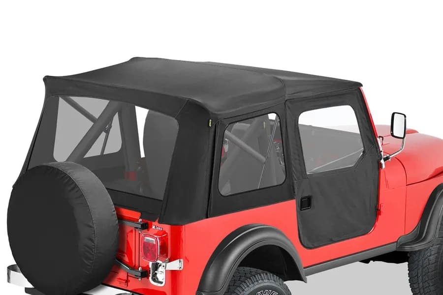 Jeep CJ5 Soft Top Supertop Classic Squareback Soft Tops For Jeep 1955-1975 CJ5 Clear Black Crush Bestop