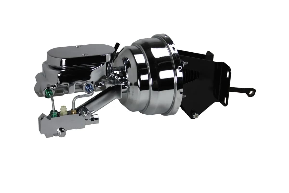 LEED Brakes 8 inch dual power booster, 1 inch bore master disc/disc (Chrome)
