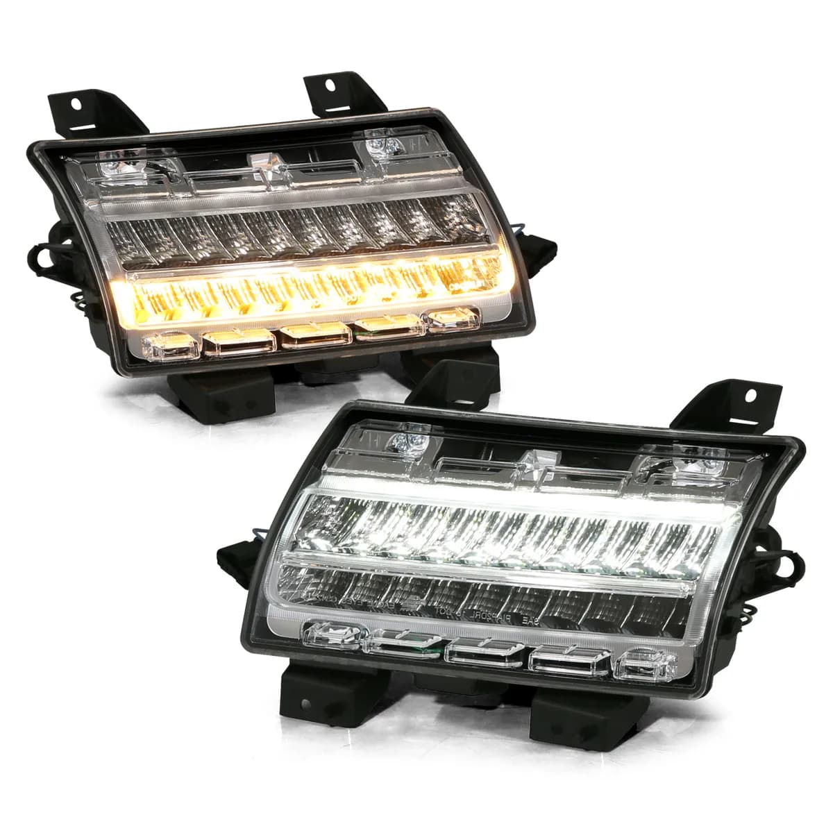 Jeep Wrangler 18-25 / Gladiator 20-25 LED Fender Lights Chrome Clear Lens w/ Sequential Signal (For Models w/ Factory Halogen Fender Lights)