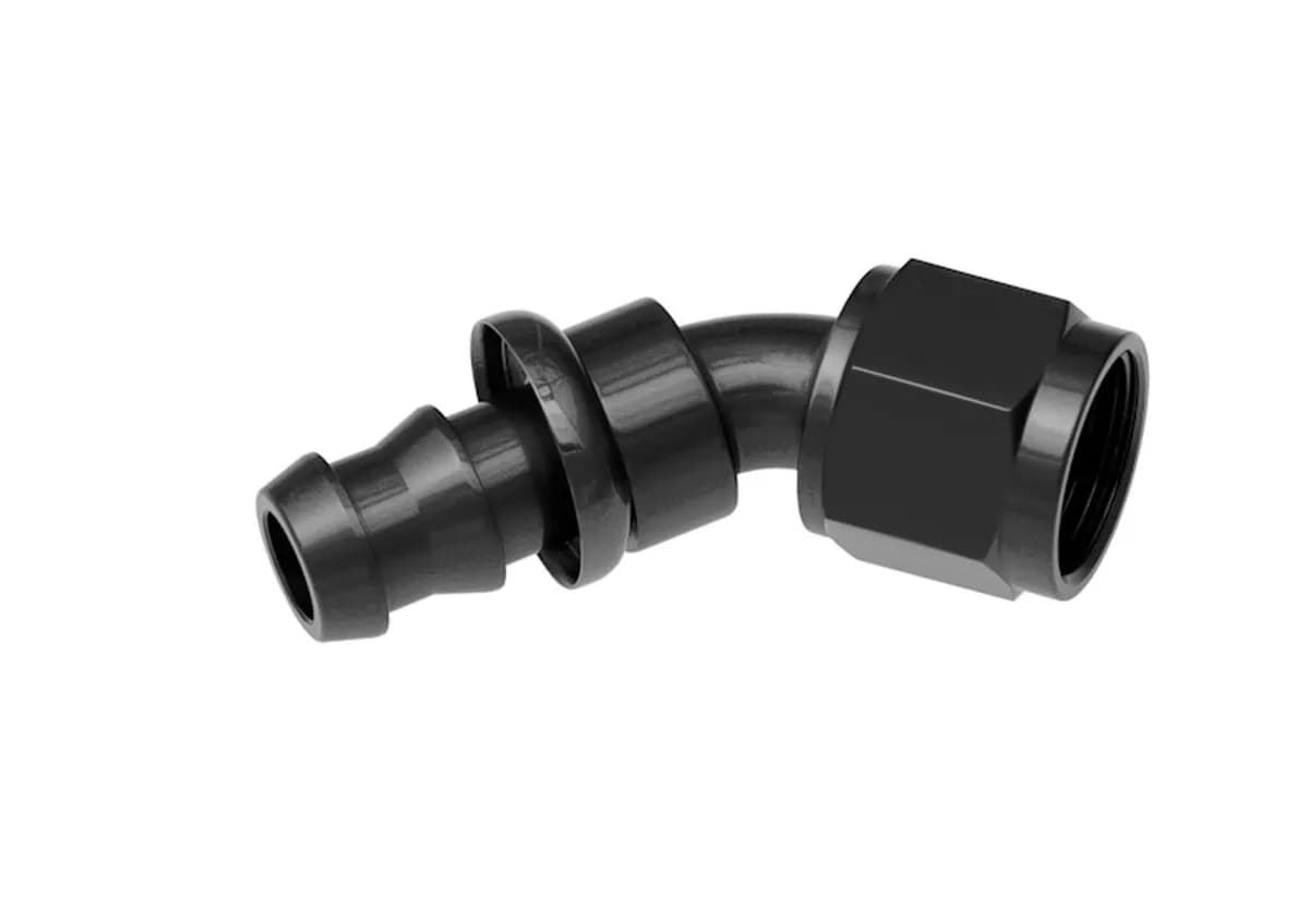 04 45 Degree An/Jic Hose End Push Lock Black