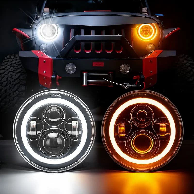 Best Seller Jeep Wrangler LED Headlights with Halo DRL & Turn Signals for 1997–2018 JK CJ TJ