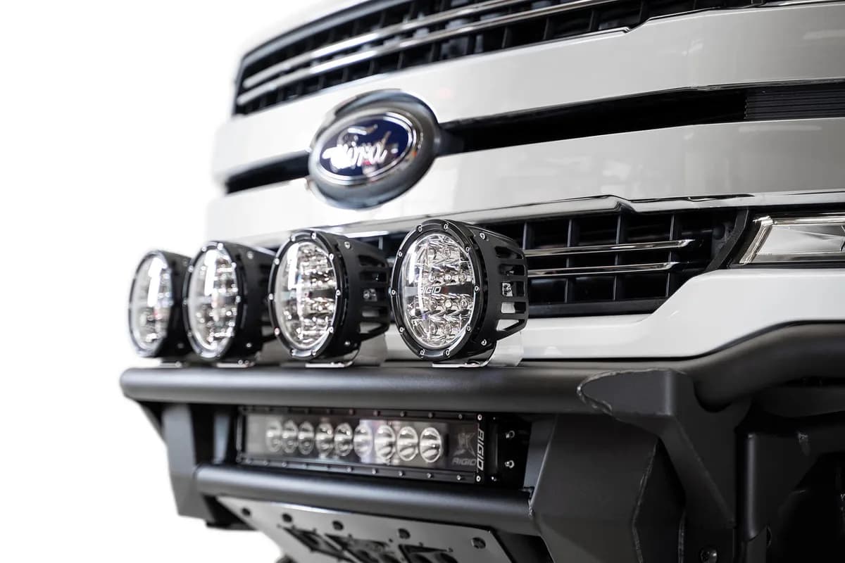 Ford F-150 PRO Bolt-On Light Hoop with 10 Dually or 4 Round Light Mounts 6 or smaller in Hammer Black -For Pro Bolt-On Front Bumper Only