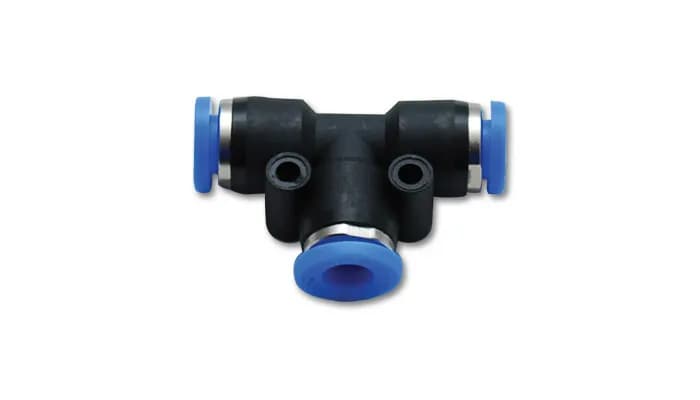 Tee Vacuum Fitting; Union; For 0.1875 in. OD Tubing; 150 PSI Maximum Operating Pressure; Plastic;