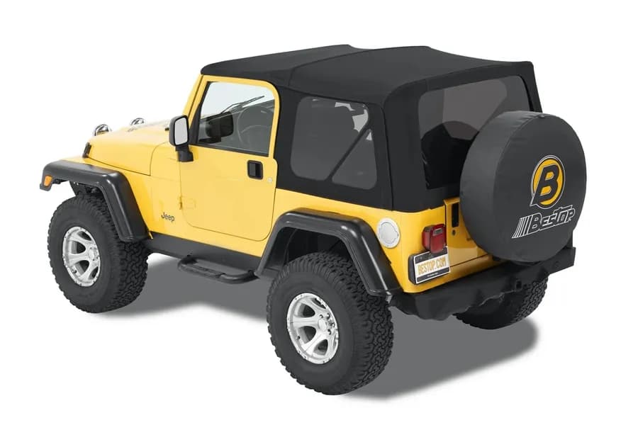 Jeep Soft Top Supertop Squareback Soft Top For Jeep 1997-2006 Wrangler TJ Black Premium Twill Bestop