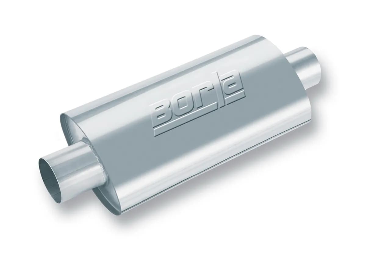 XR-1 Stainless Sportsman Racing Mufflers Full Bodied Cars CenterCenter Oval Body 2.5 in. Inlet 2.5 in. Outlet 16 in. x 4.5 in. x 7.88 in. Body Size 21 in. Overall Length T-304 Stainless Steel