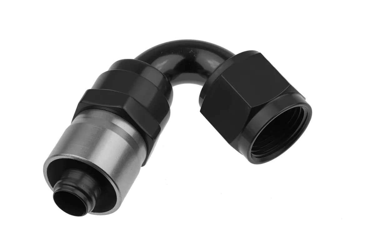 08 an 120 Degree Crimp Style Hose End Black