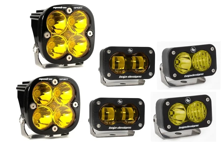 Baja Designs S2 SAE Sportsmen Fog Pocket Light Kit w/ Upfitter - Amber - Bronco 2021+ w/ Steel Bumper