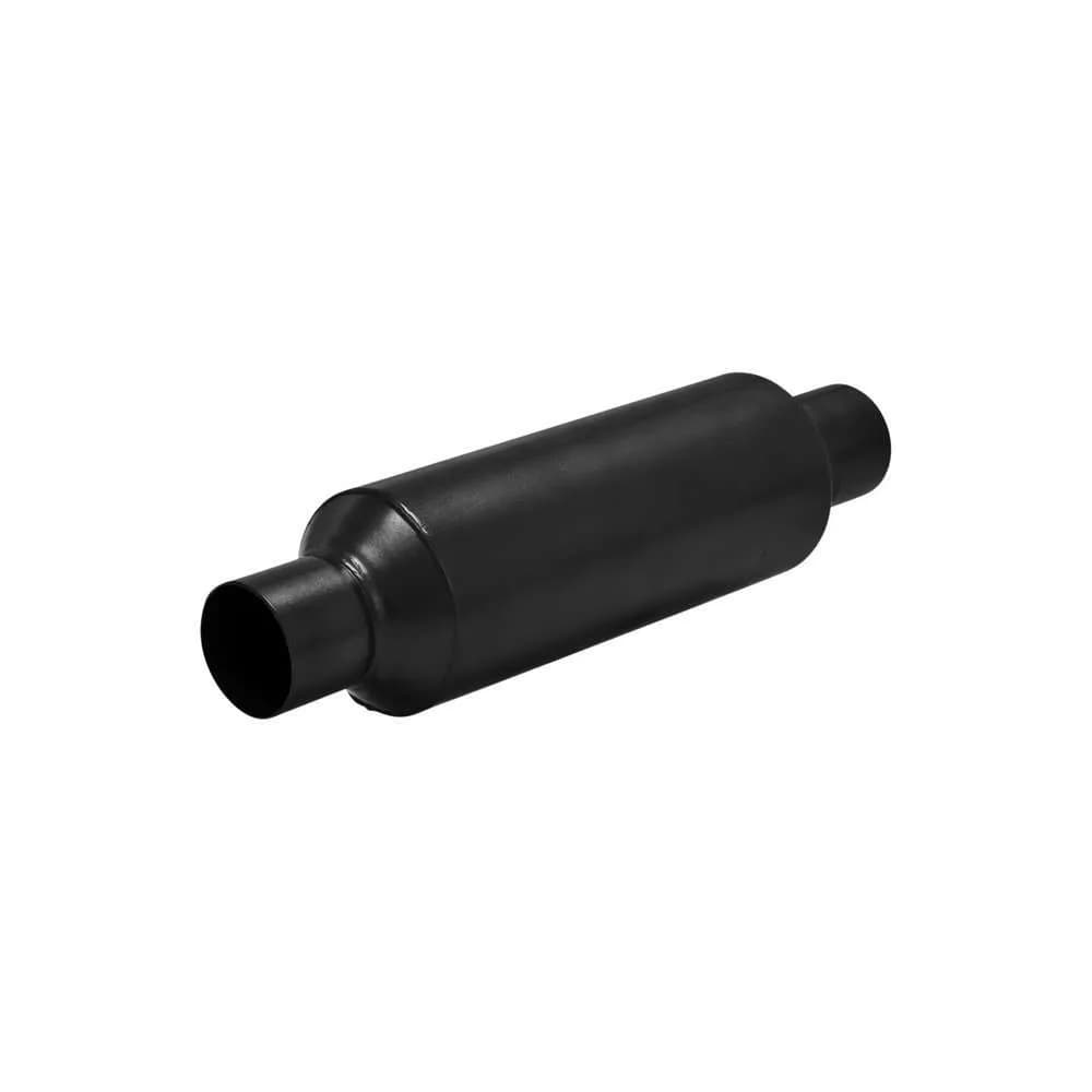 Outlaw Race Muffler 2.50in IN / OUT:17.00in Long Overall 4.5in Diameter x 11in Length Ea 18 ga. 409S Stainless Steel