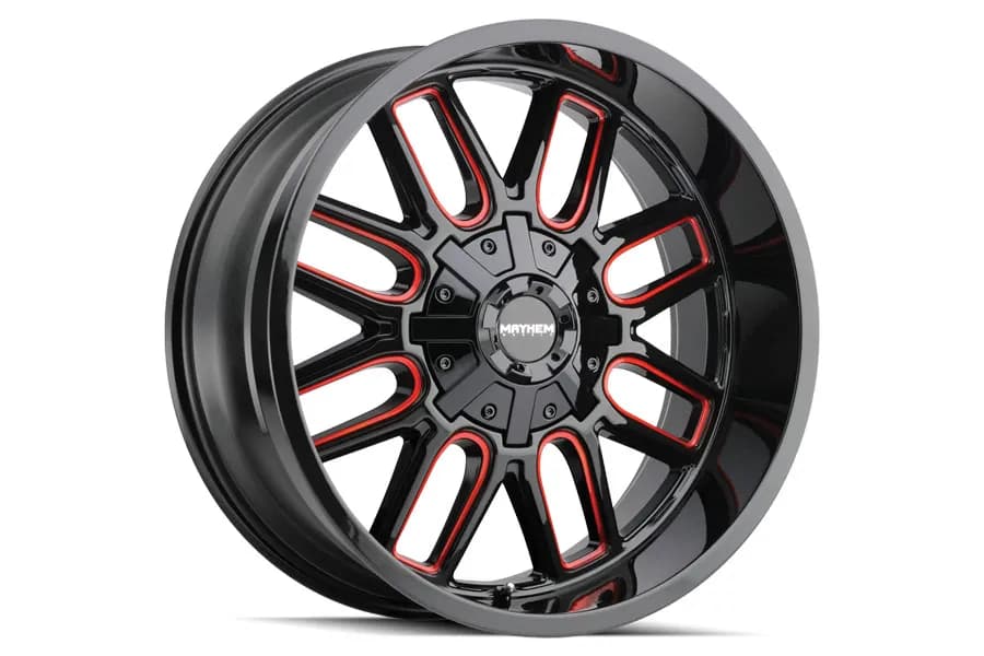 Dirty Life Mayhem Cogent 8107 Series Wheel, 17x9 5x5/5x5.5 -12mm - Black w/ Prism Red - JL/JT/JK/CJ