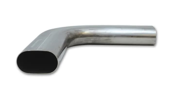 90 Degree Stainless Steel Bend; 3.5 in. Nominal Tube Size; 5.25 in. Centerline Radius; 6 in. Leg Length 1; 6 in. Leg Length 2; Horizontal; Oval;