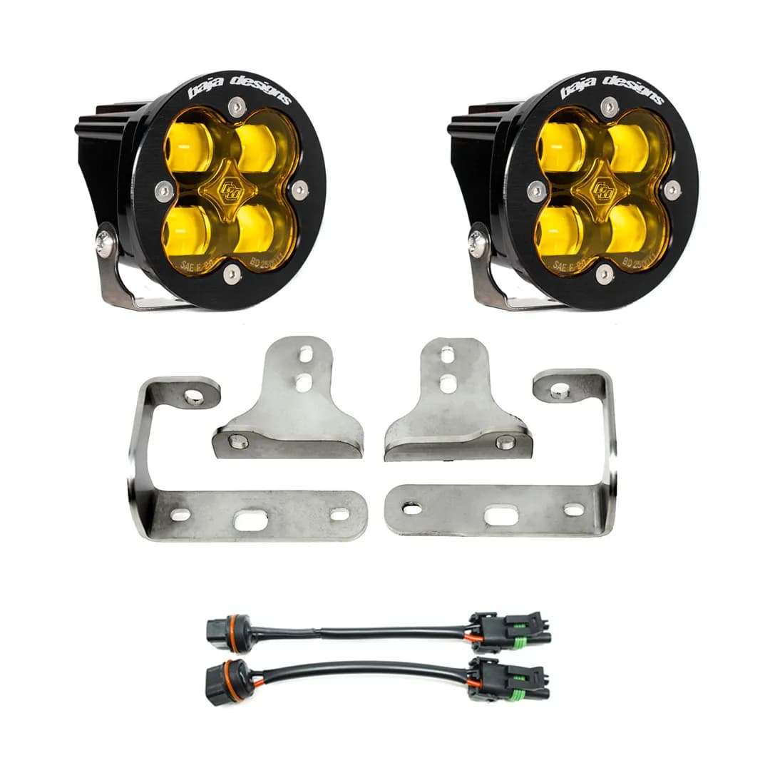 Jeep JL Fog Light Squadron-R SAE 18-Pres Wrangler JL Sport/Sport-S Fog Pocket Kit Baja Amber Baja Designs