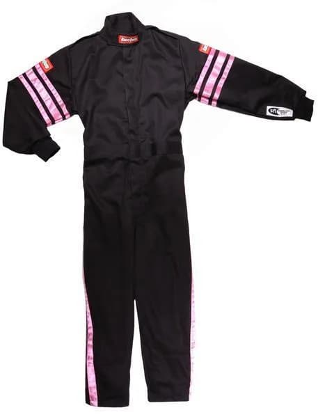One Piece Single Layer Racing Driver Fire Suit Sfi 3.2a 1 Pink Trim Youth Xlarg