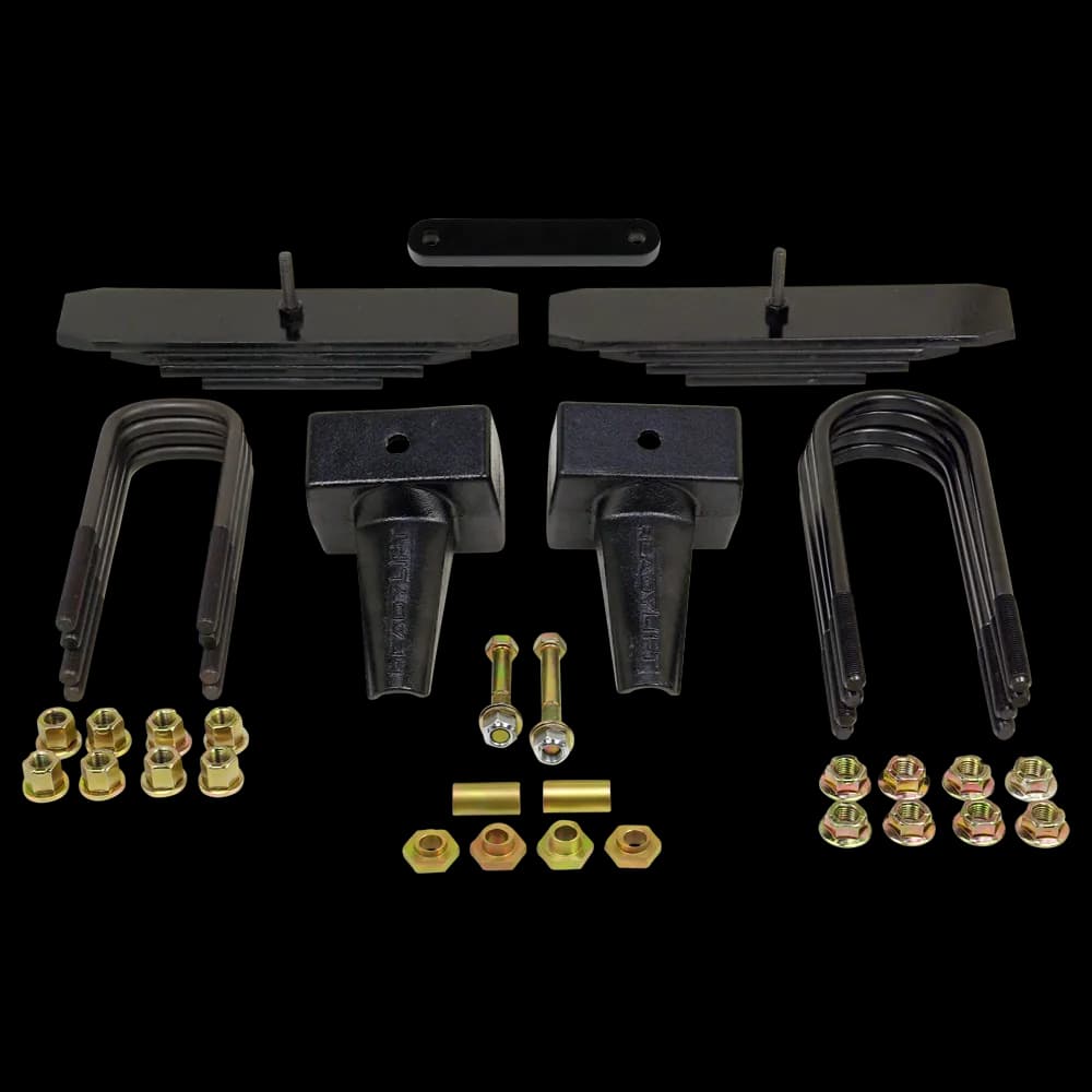 2.0 Mini Leaf Front-4.0 Flat Block Rear-2 Piece Drive Shaft-F250 F350 1999-2004 Ford F250f350f450 4WD