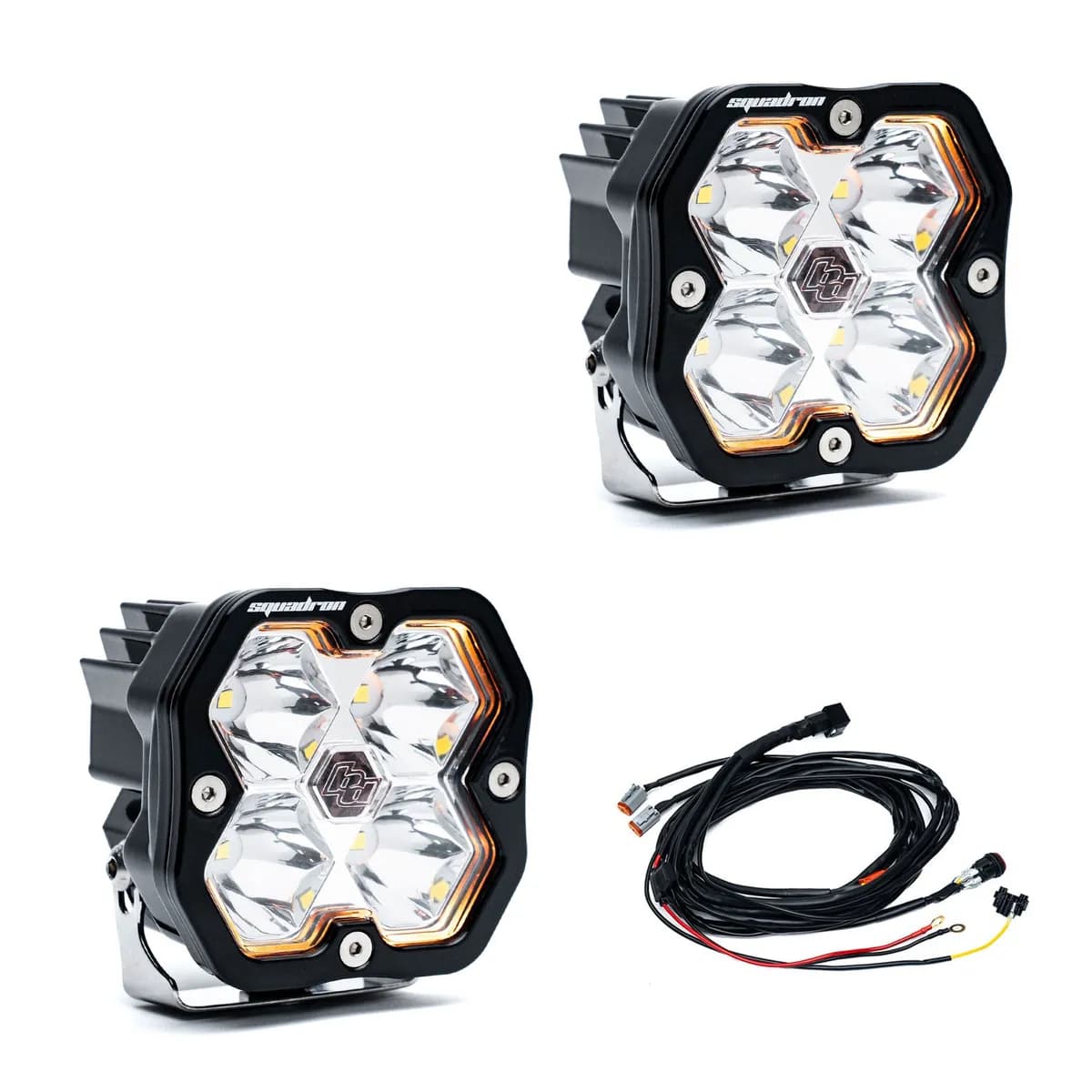 Squadron 2.0 Sport Black LED Auxiliary Light Pod Pair Universal Clear Spot Baja Designs
