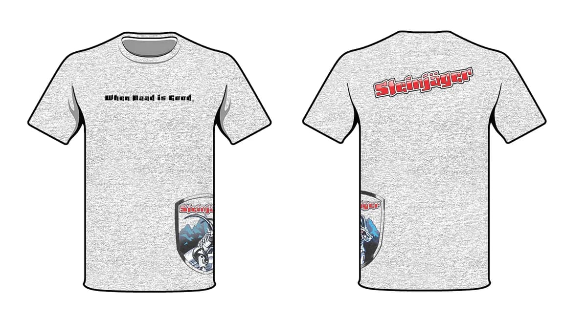 Steinjäger Gray Shirts Shield and Slogan Size XL