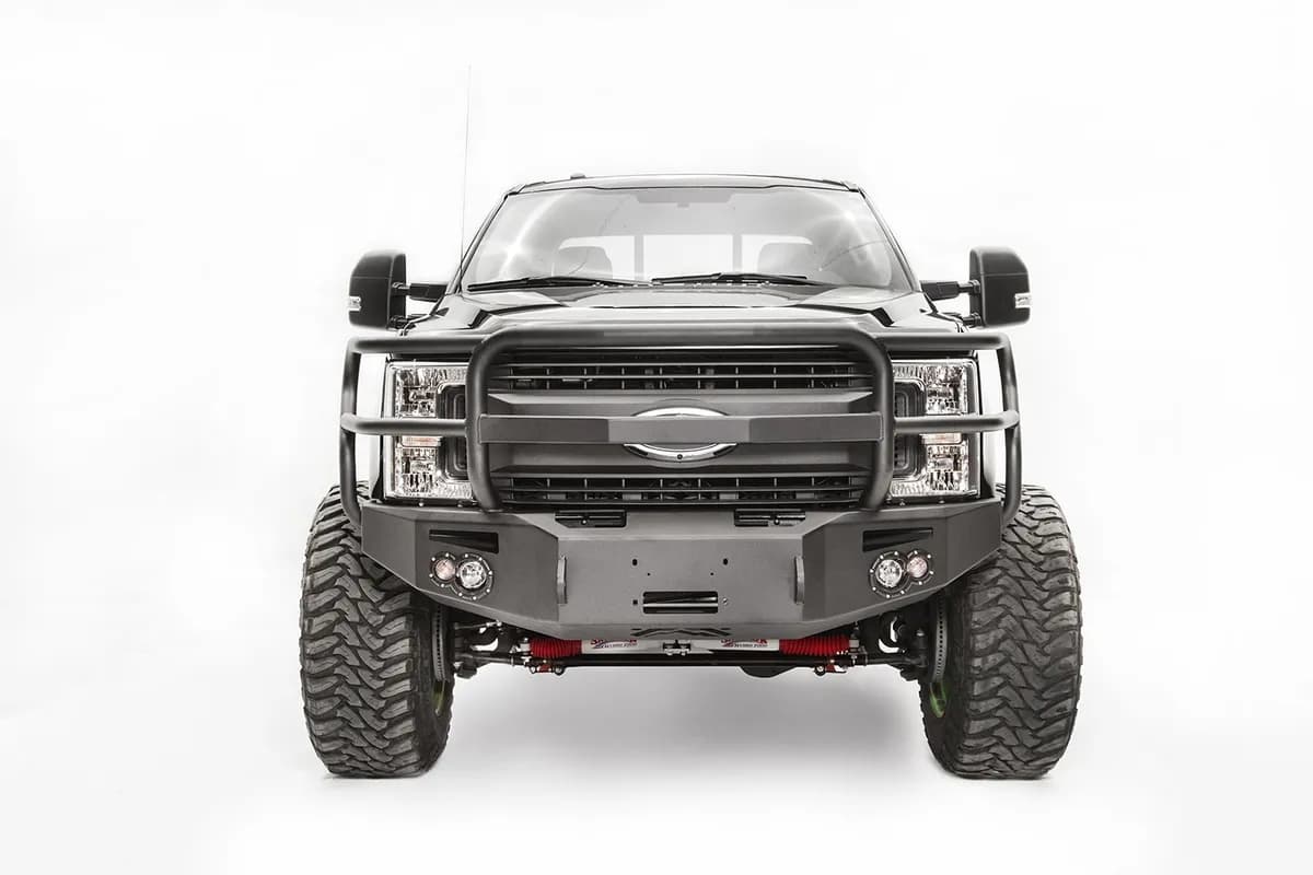 Premium Winch Front Bumper; 2 Stage Black Powder Coated; w/Full Grill Guard;