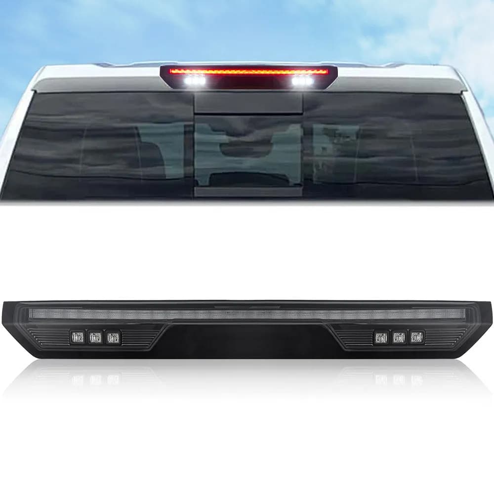 Gmc Chevy 19-21 Sierra Silverado 1500 4rd Gen 20-21 2500 3500 - Ultra High Power Red LED 3rd Brake Light Kit w Ultra High Power Cree Xml White LED Cargo Lights- Smoked Lens