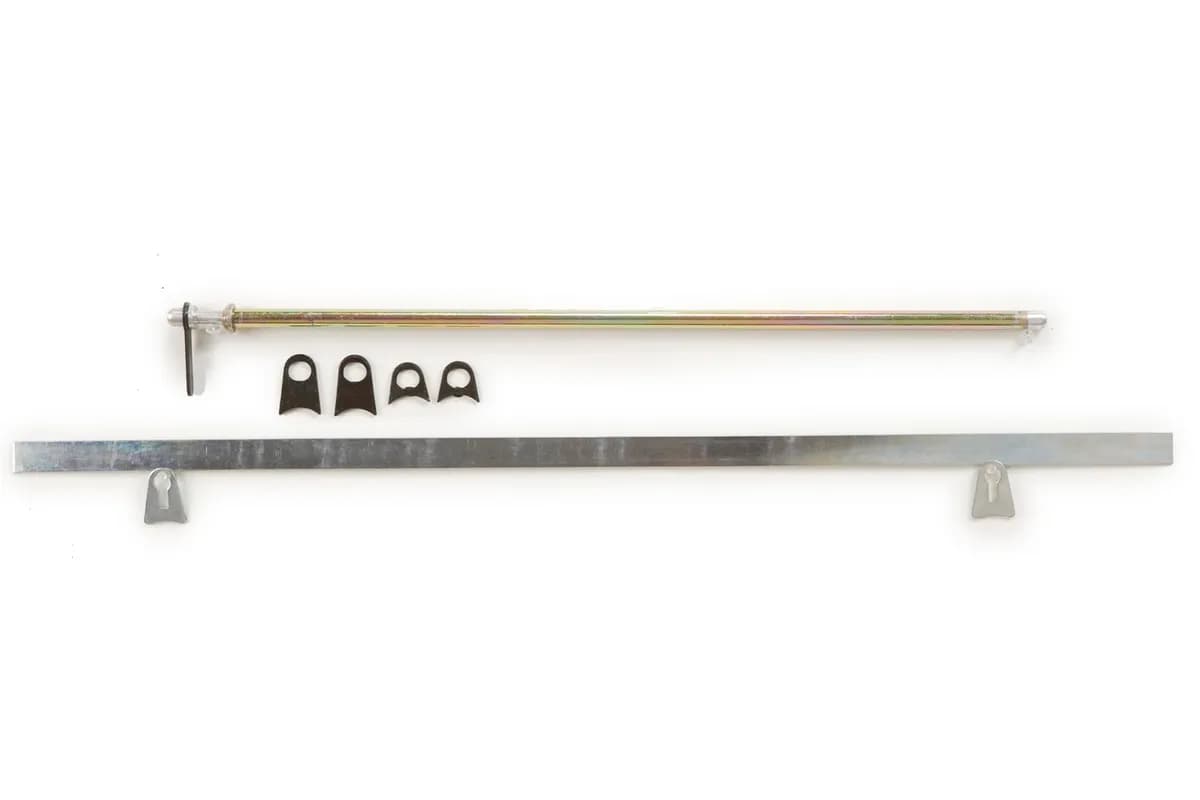 Window Net Mount Kit 19.5in Round Spring Loaded Pin Top Bar 35in Flat Bottom Bar Zinc Plated Steel