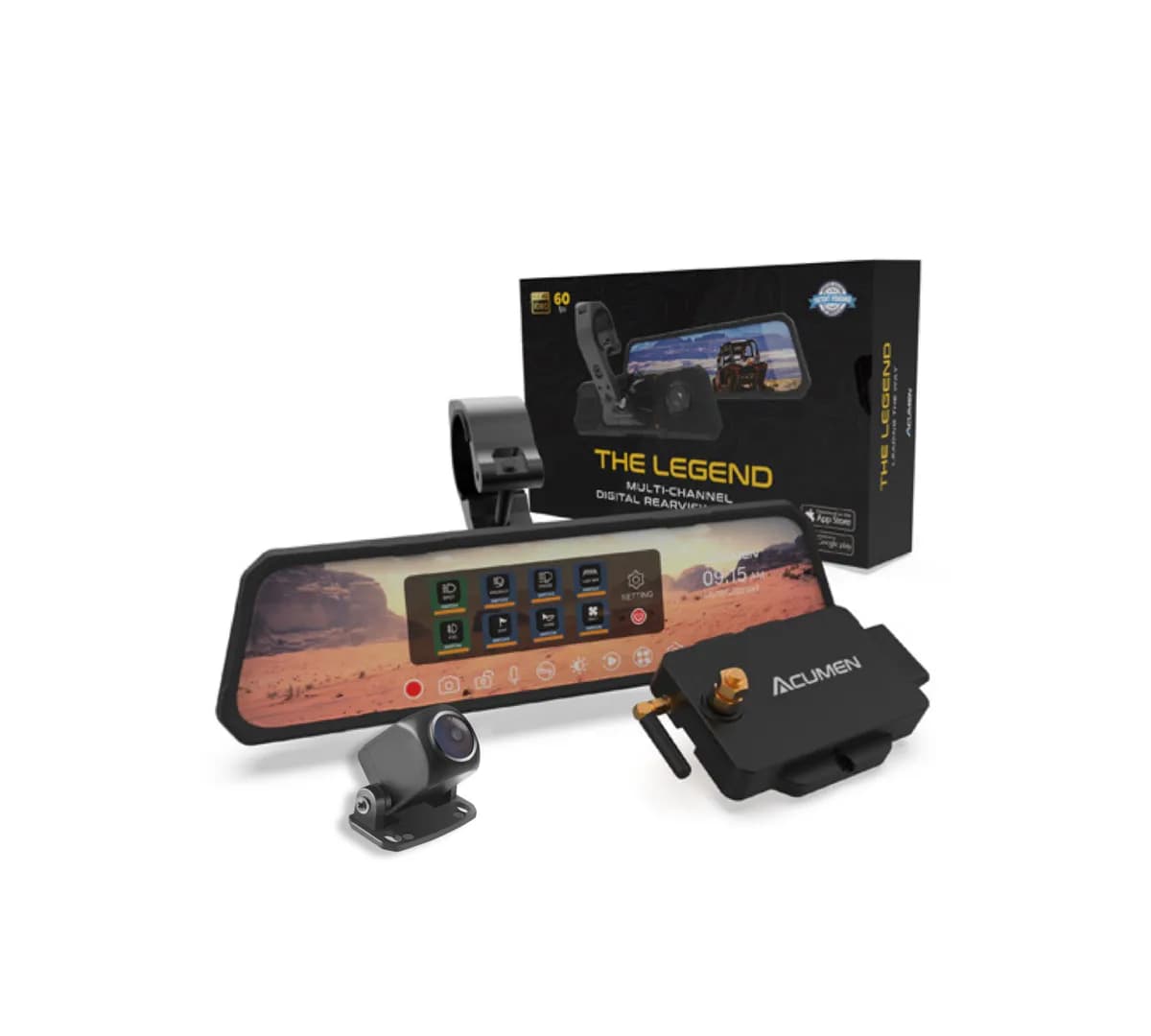 Acumen "The Legend" Touch Screen Digital Mirror Dash Cam & 8-Gang Switch Panel