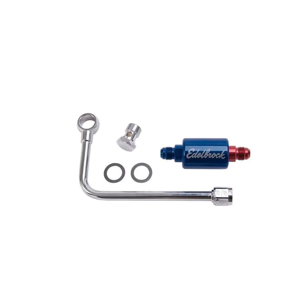 Edelbrock 8134 Chromed Steel Fuel Line & Filter Kit Fo Eps Carbs.