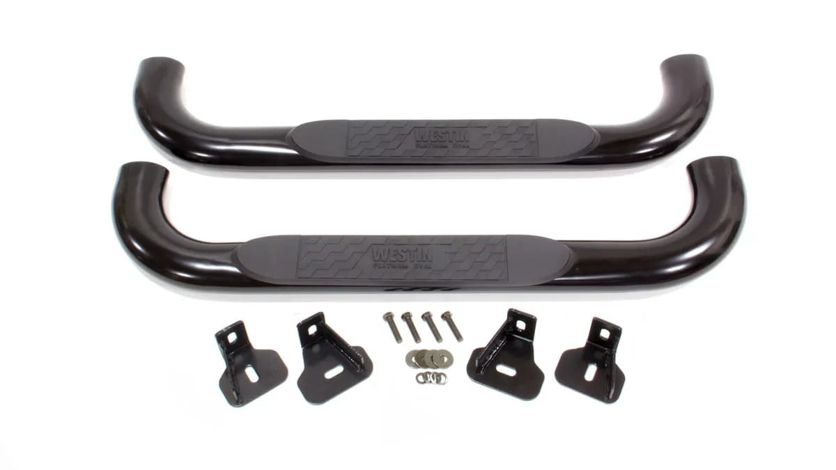 Platinum 4 Oval Nerf Step Bars Black SilveradoSierra 1500 Reg Cab 1999-2013 2500LD Reg Cab 1999-2004 253500HD Reg Cab 2001-2014