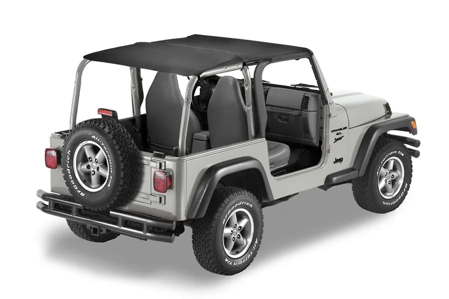 Jeep Bikini Top Header Safari Bikini Tops For Jeep 1997-2002 Wrangler TJ Black Denim Fabric Bestop