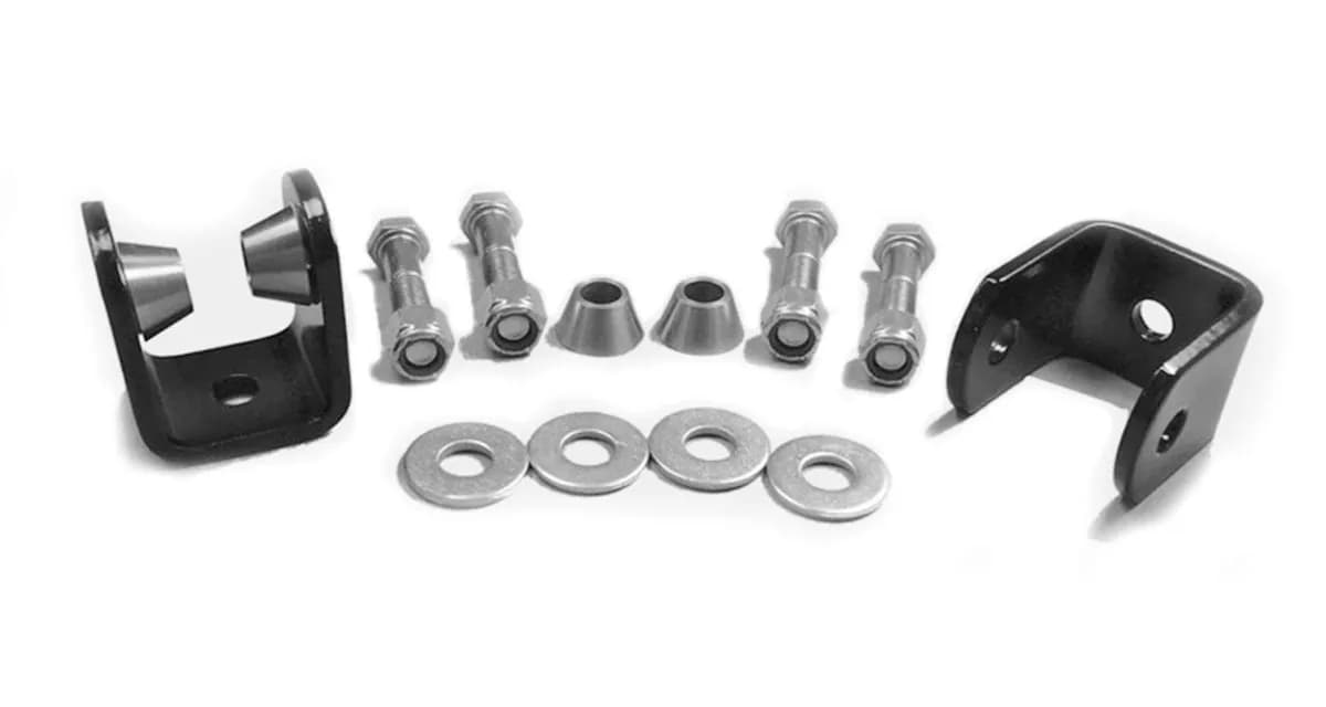 Steinjäger Drop Clevis Kits (Without End Links) Sway Bar End Links 5/8 Bore Clevises are Zinc Plated Includes Misalignment Spacers Includes 2 Clevises