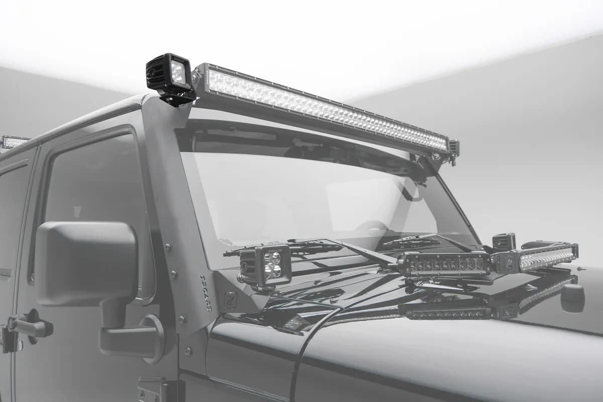 0718 Wrangler Side Mount LED Brackets For Front Roof Mounts