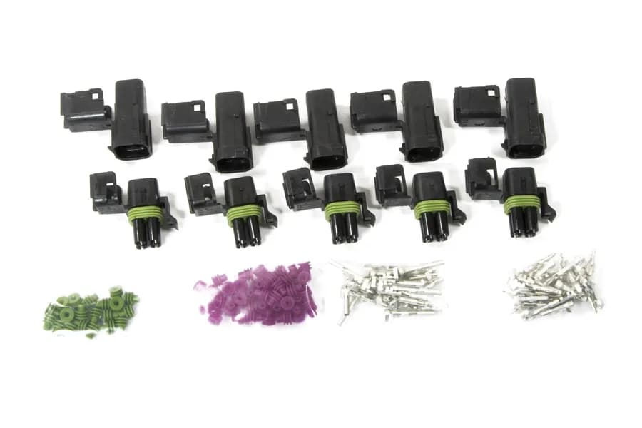 Weatherpack Connector Kit; 4 Circuit Square Connector Male/Female; 5 Pack;