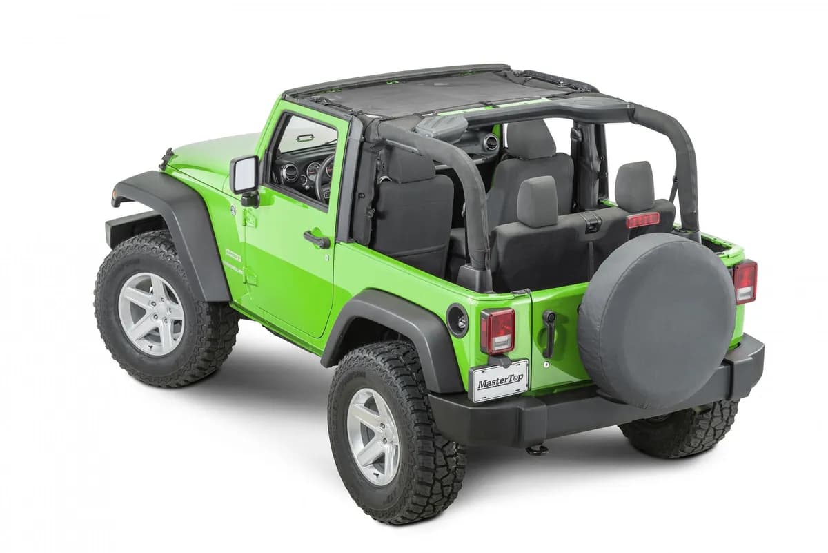 Jeep JK Mesh Bimini Top ShadeMaker For 07-18 Wrangler JK 2 Door Black MasterTop