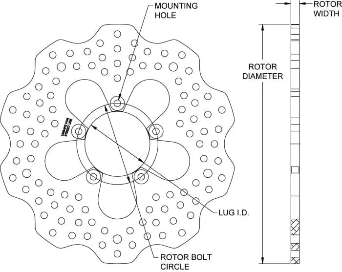 Wilwood Rotor-Alum Micro Fr.-Drilled-Scalloped 7.00 x .250 - 5 on 2.375in