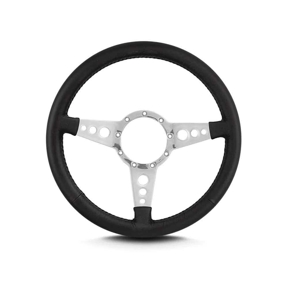 Lecarra Mark 4 GT Steering Wheel; Black; Polished Spokes; 14 in. Standard Grip;