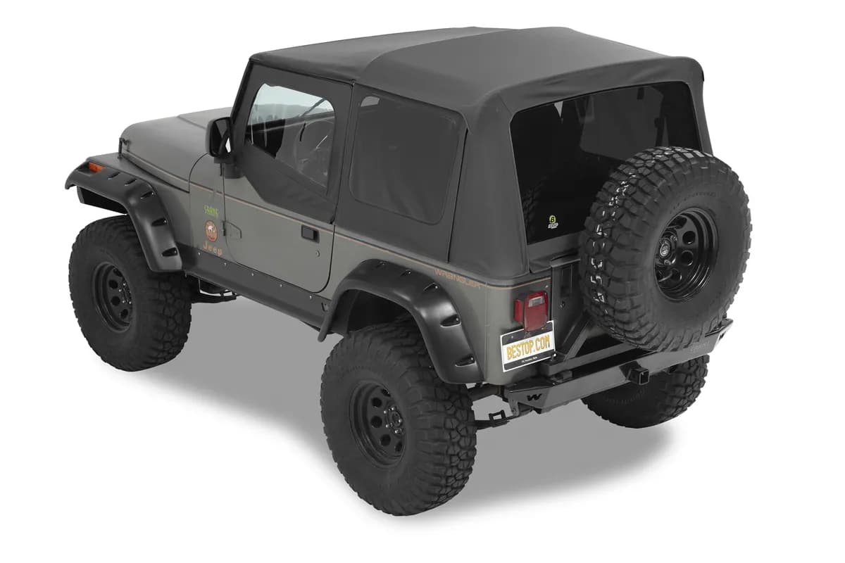 Black Supertop NX Supertop NX Complete Replacement Soft Top Jeep 88-95 Wrangler; No doors included; Tinted side and rear windows