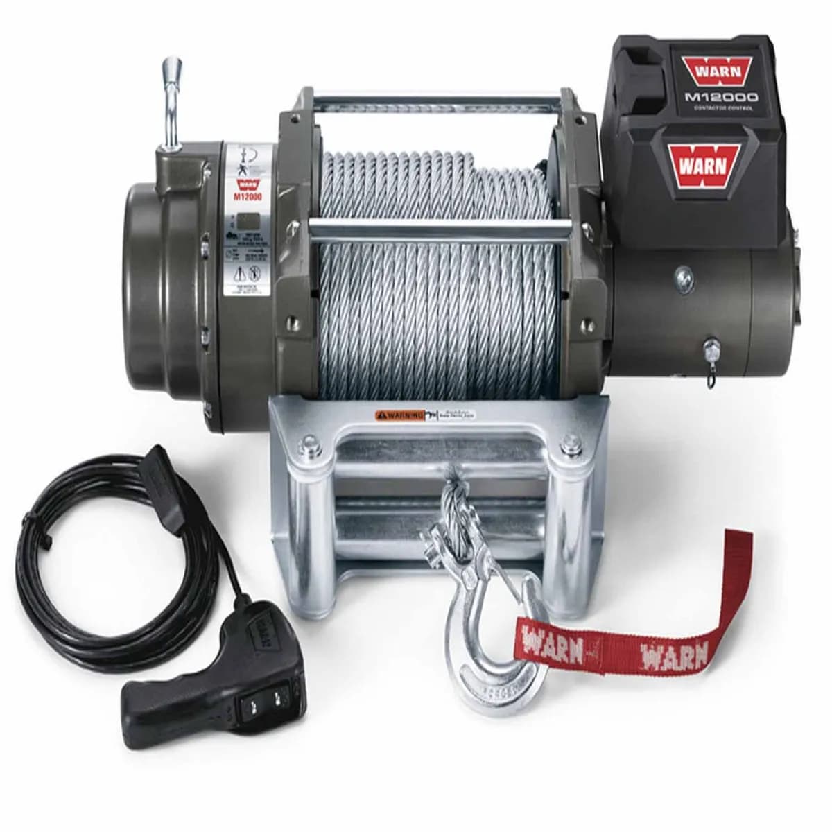 WARN - Vehicle Mounted; Vehicle Recovery Winch; 12 Volt Electric; 12000 Pound Line Pull Capacity; 125 Foot Wire Rope; Roller Fairlead; Wired Remote; Planetar