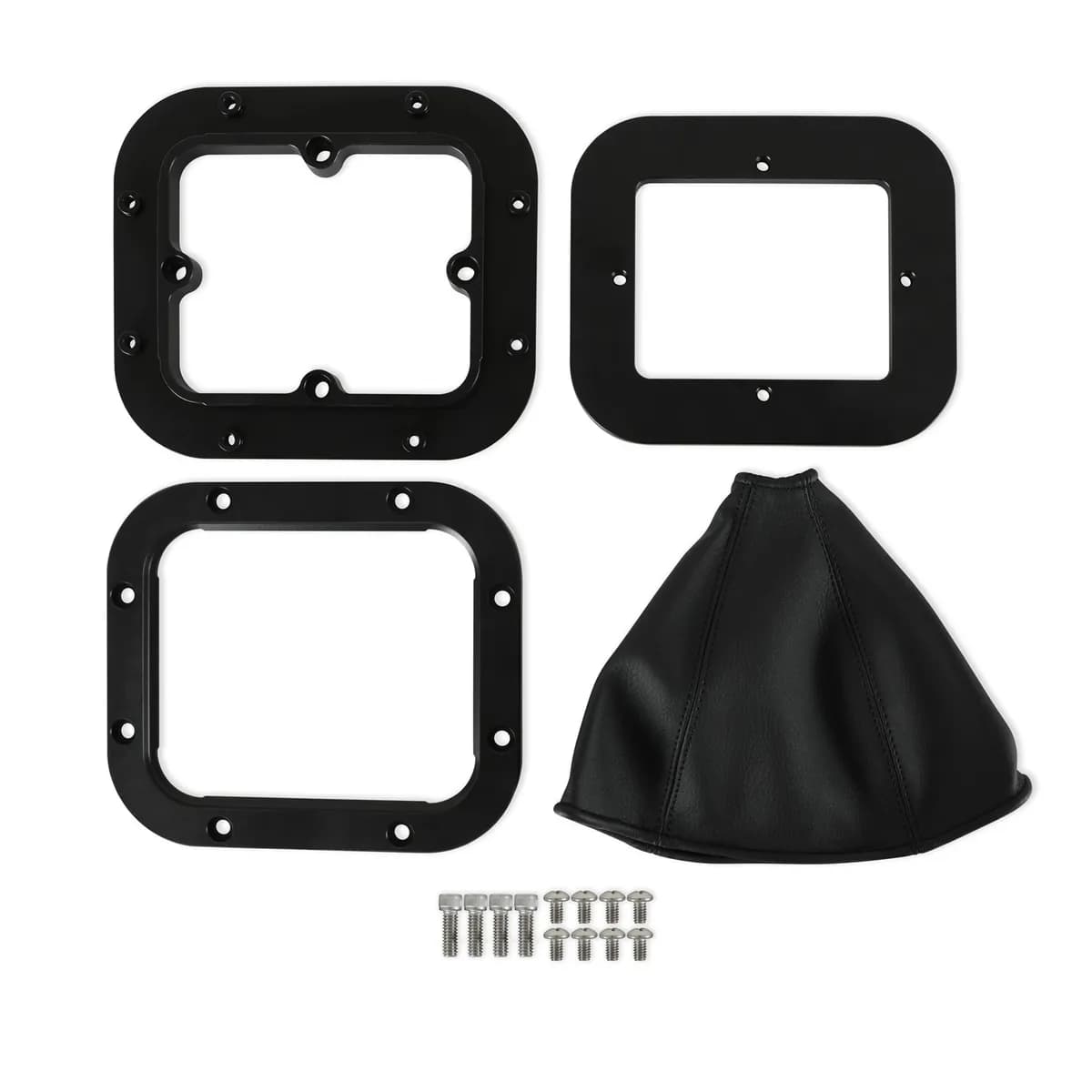 Universal Billet Shifter Boot & Bezel Rectangular Black Finish