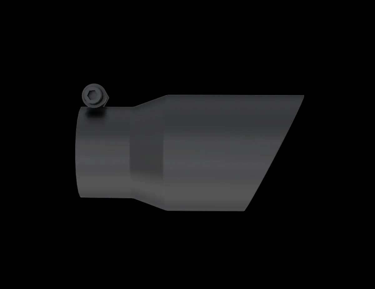 Armor BLK Exhaust Tip; 3 in. Inlet Diameter; 4 in. Outlet Diameter; 8 in. Length; Dual Wall; Angled; T304 Stainless Steel; Black Coated;
