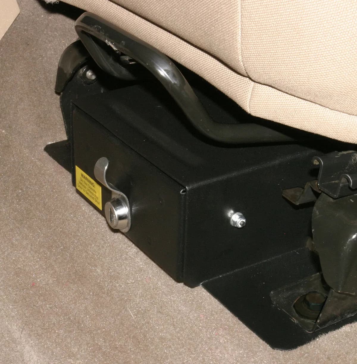 Front Driver Side Underseat Drawer - '97-02 Wrangler TJ; w/ Flip Seat (Black; Standard Key)