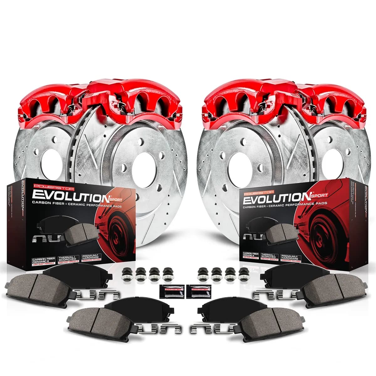 Z23 Evolution Sport Upgrade Kit: Drilled/Slotted Rotors; Carbon-Fiber Ceramic Pads; Powder Coated Calipers