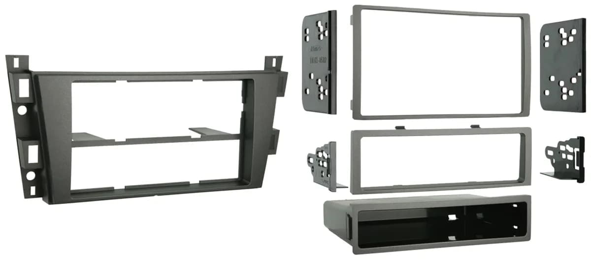Turbokits; Radio Installation Kit; Incl. Instr./Hardwre/Storage Pocket/Snap-In Iso Mnt System W/Custm Trim Ring; For Double/Two Single Din; Recessed Din Opening; Charcoal;
