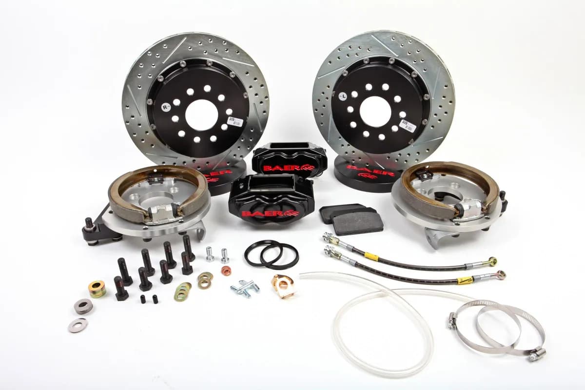 Brake System 13 Inch Rear SS4+ w/Park Brake Black Ford 9 Inch Torino Bearing 5 on 4.5 BAER Brakes