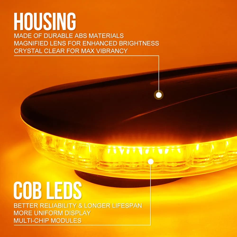 Amber LED Rooftop Strobe Light with Magnetic Base | Delta Series
