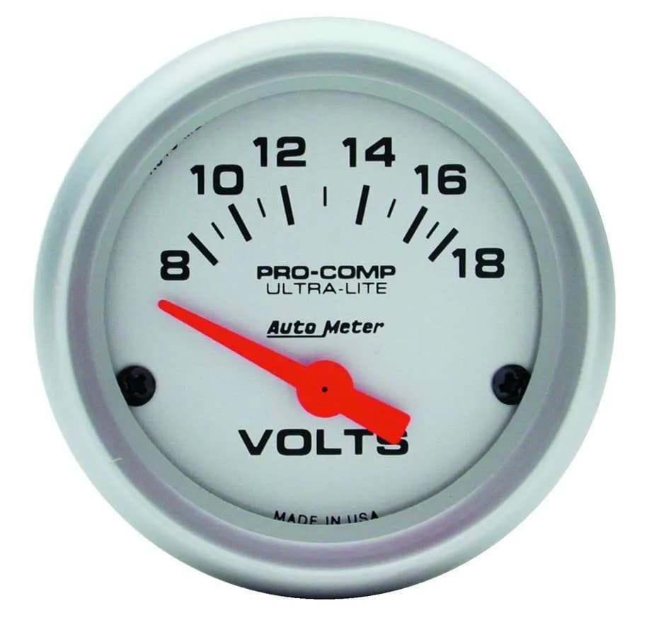 Gauge, Voltmeter, 2 1/16", 18V, Elec, Ultra-Lite