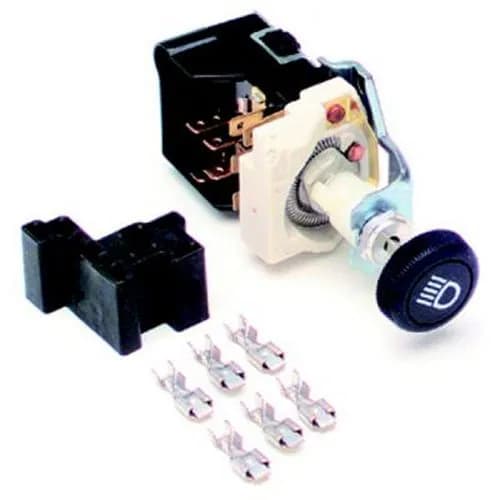 Headlight Switch w/GM Style Black Knob; 3 Position; Dash Light Dim; Dome Light Control;