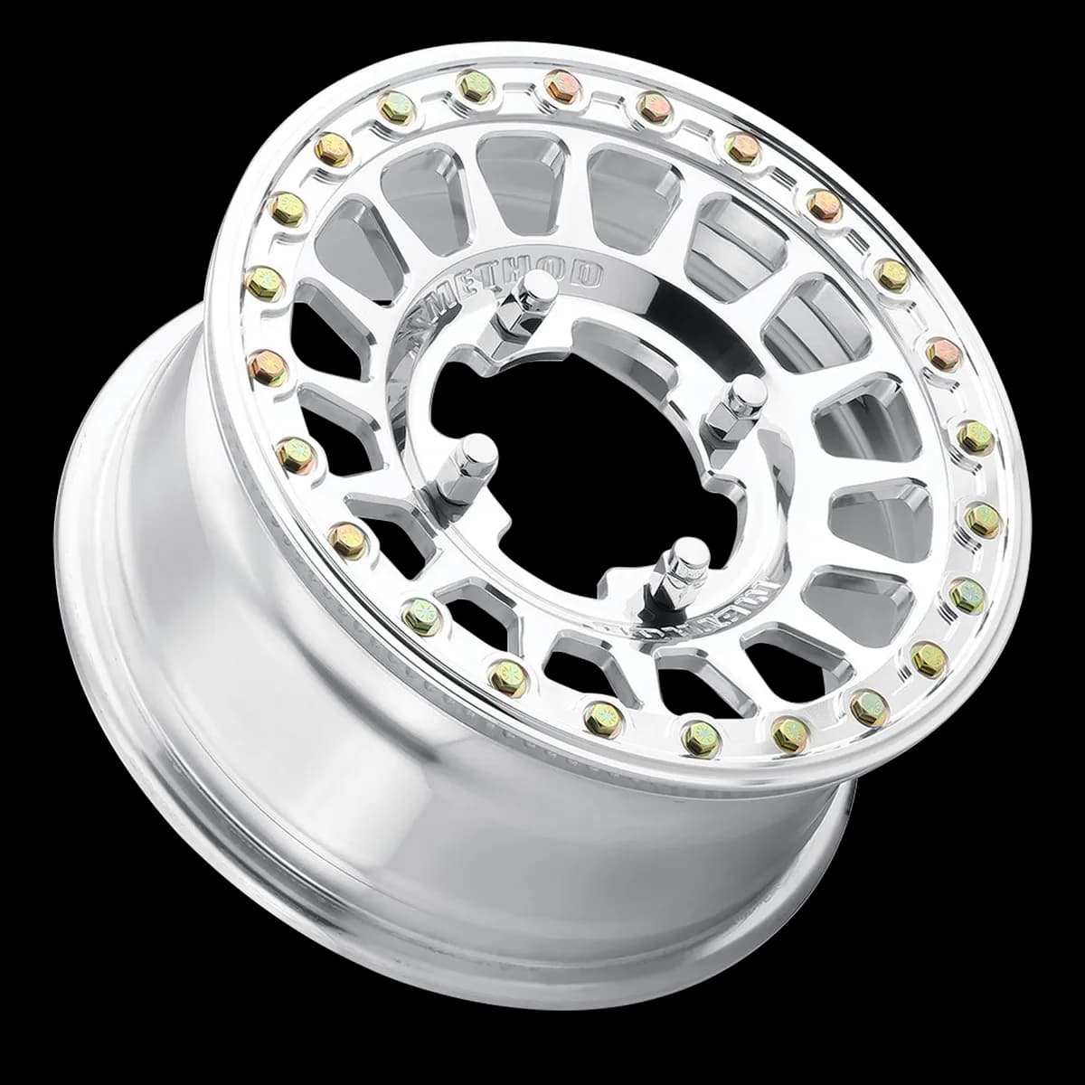 Aluminum Wheels 15x7 MR413 Beadlock UTV Bolt Pattern 5 On 114.3 Offset 38 Lip Size 0 Polished Method