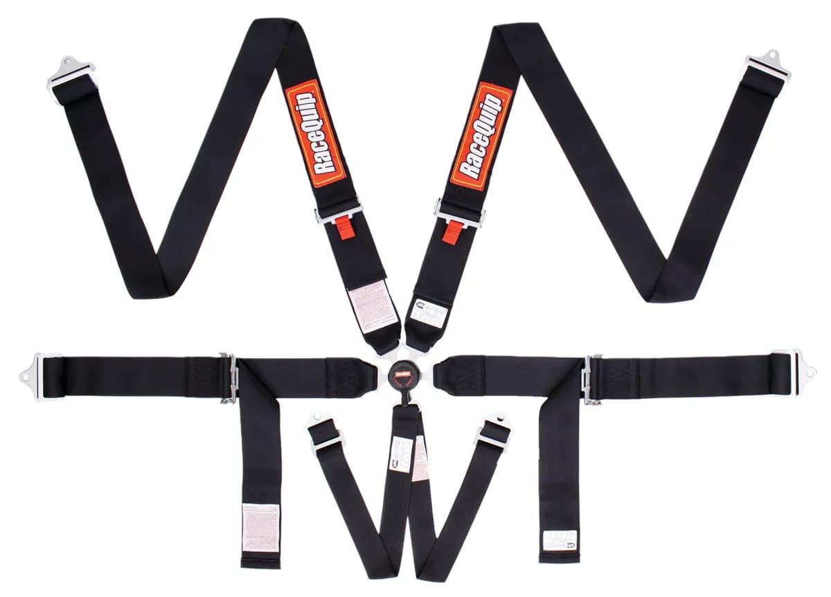 Camlock 6 Point Auto Racing Harness Set Pullup Lap Sfi 16.1 Seat Belt Set Black
