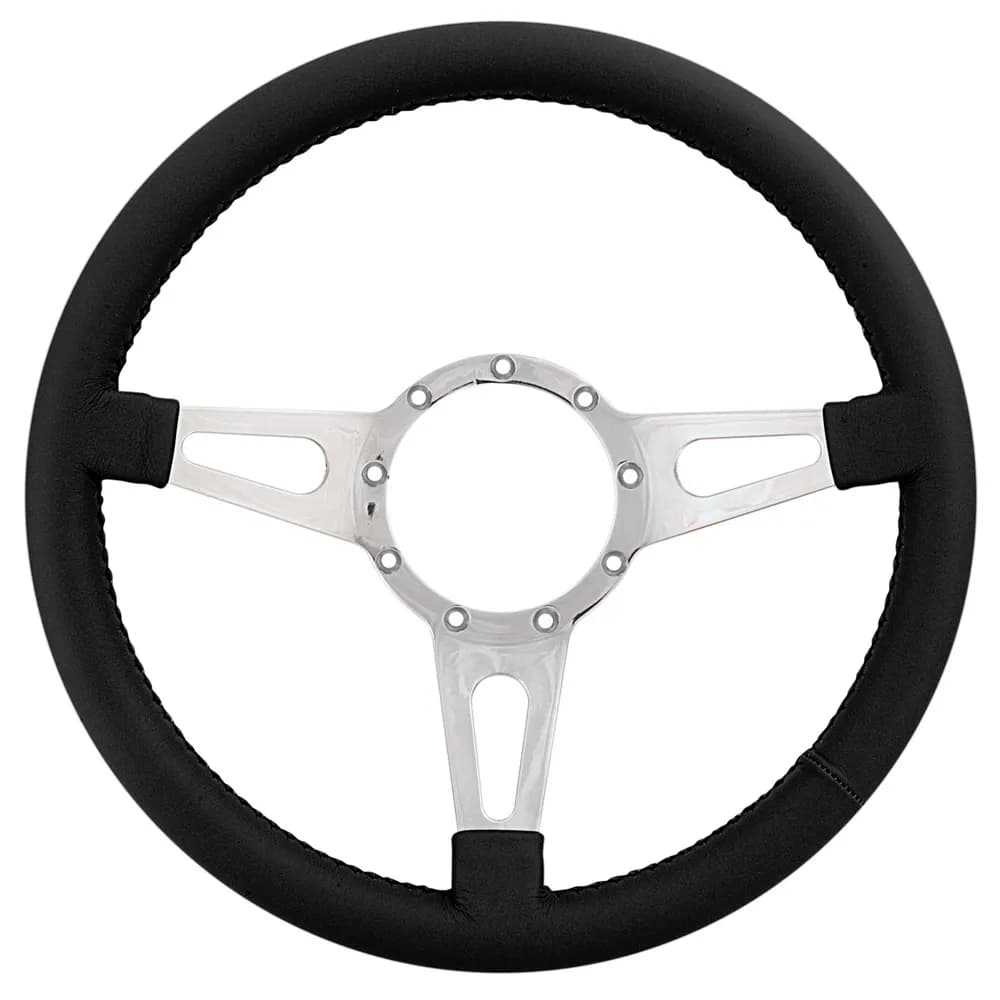 Lecarra Mark 4 Supreme Steering Wheel; Black; Polished Spokes; 14 in. Standard Grip;