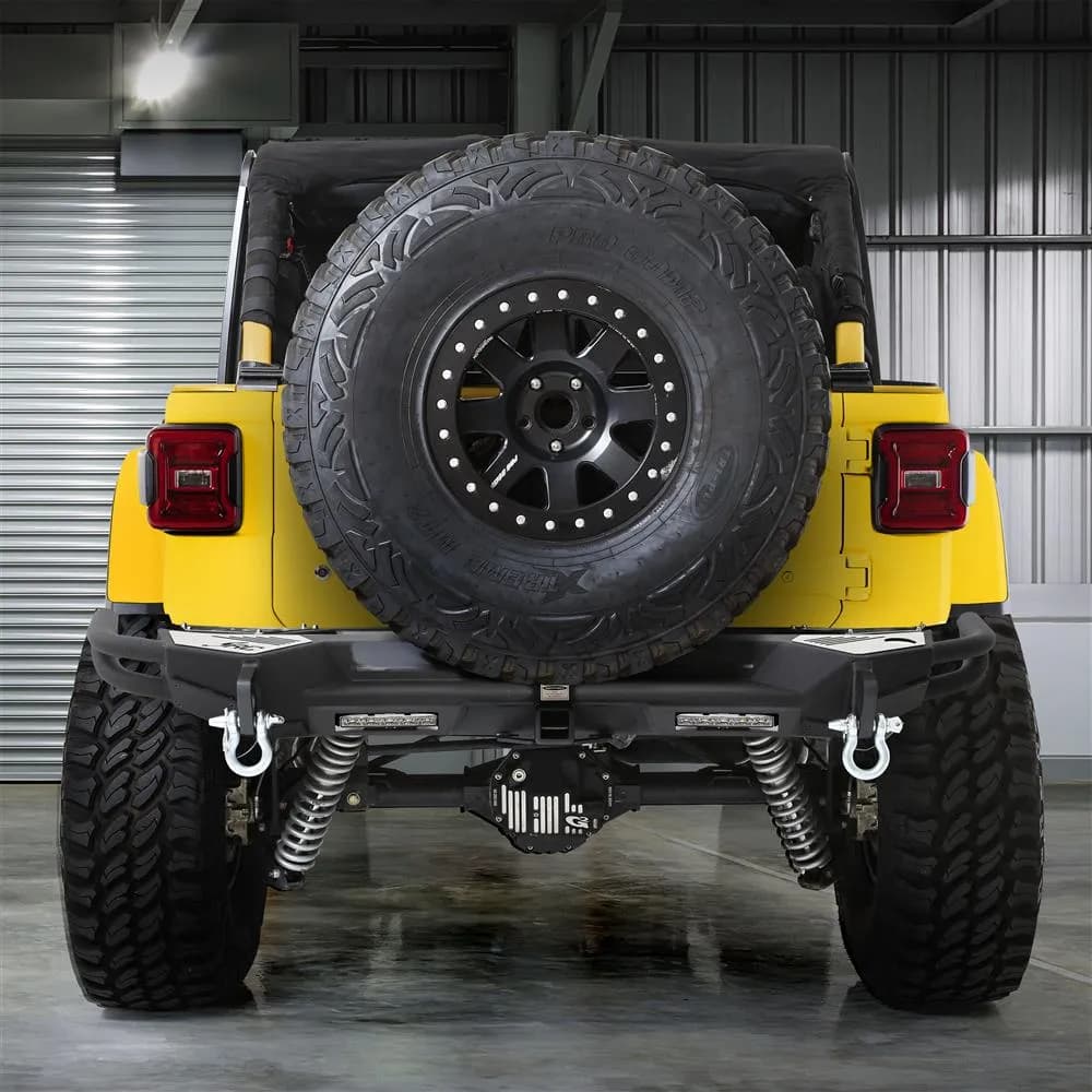 18c Wrangler JL 2/4dr Gen 2 Src Rear Bumper; Solid Dring & Jack Point Mount; Textured Black