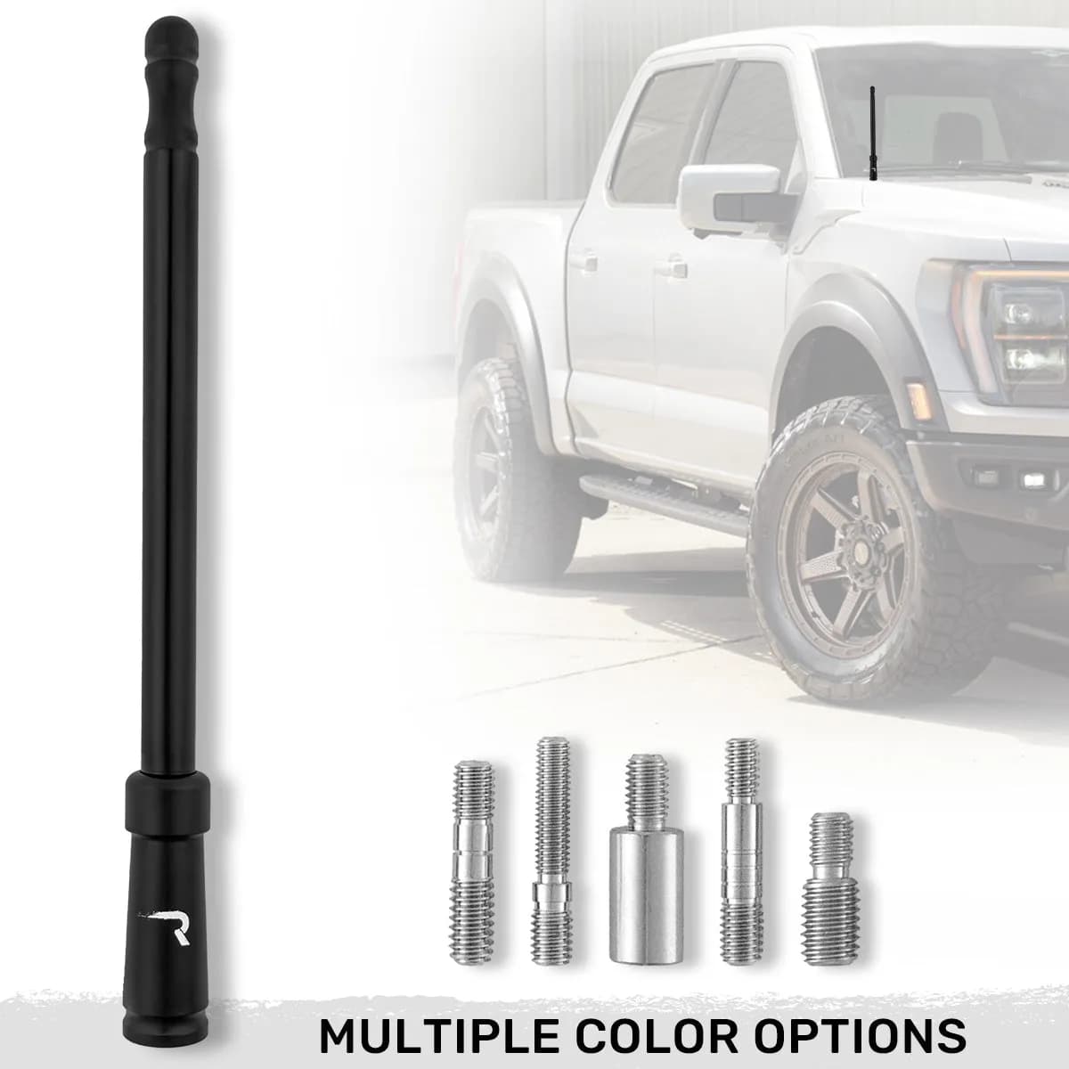 Aluminum 8inch Antenna - Universal Fitment Fits All Makes and Models w OEM Factory Threaded Antenna - BLACK