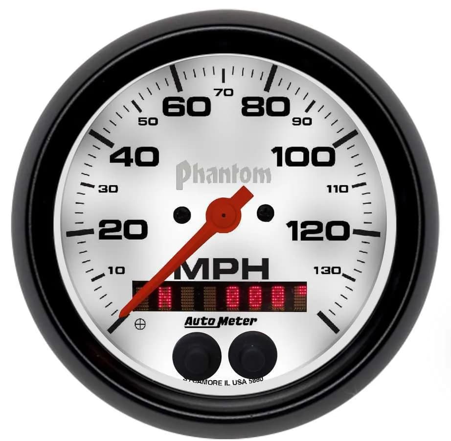 Gauge, Speedometer, 3 3/8", 140mph, GPS, Phantom
